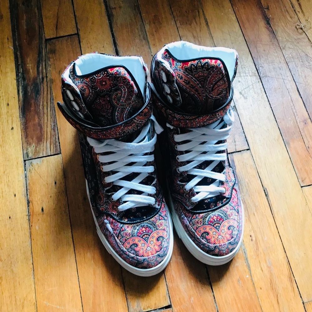 Givenchy Red and Black Paisley Sneakers